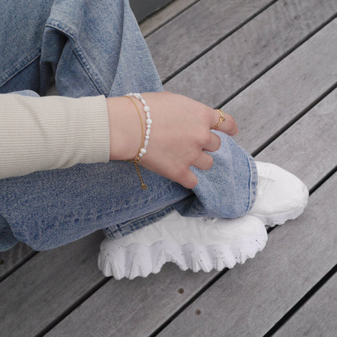 Natural stone double bracelet