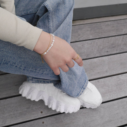 Natural stone double bracelet