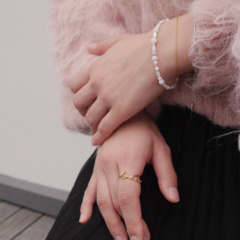 Natural stone double bracelet