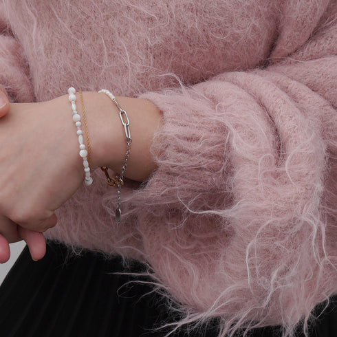 Natural stone double bracelet